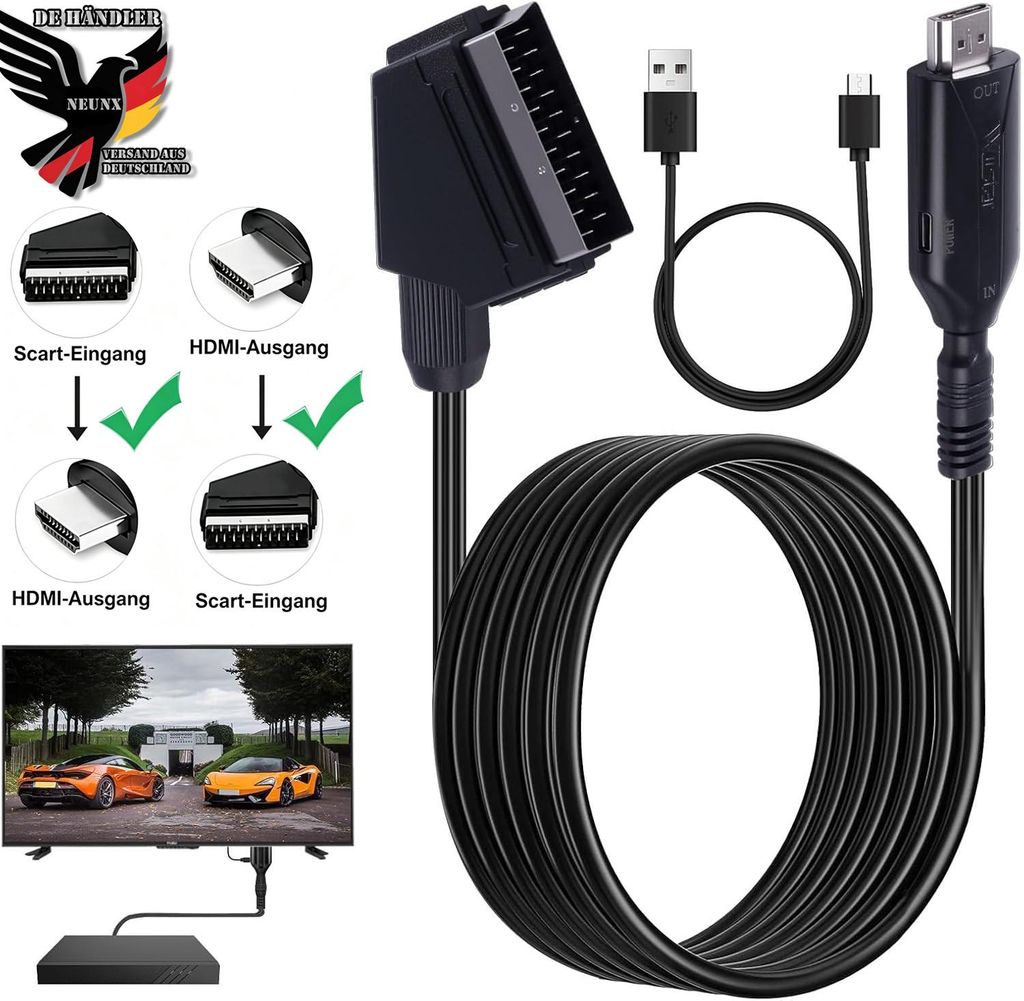 HDMI auf zu SCART Konverter Kabel Video Audio Adapter Produktbild 