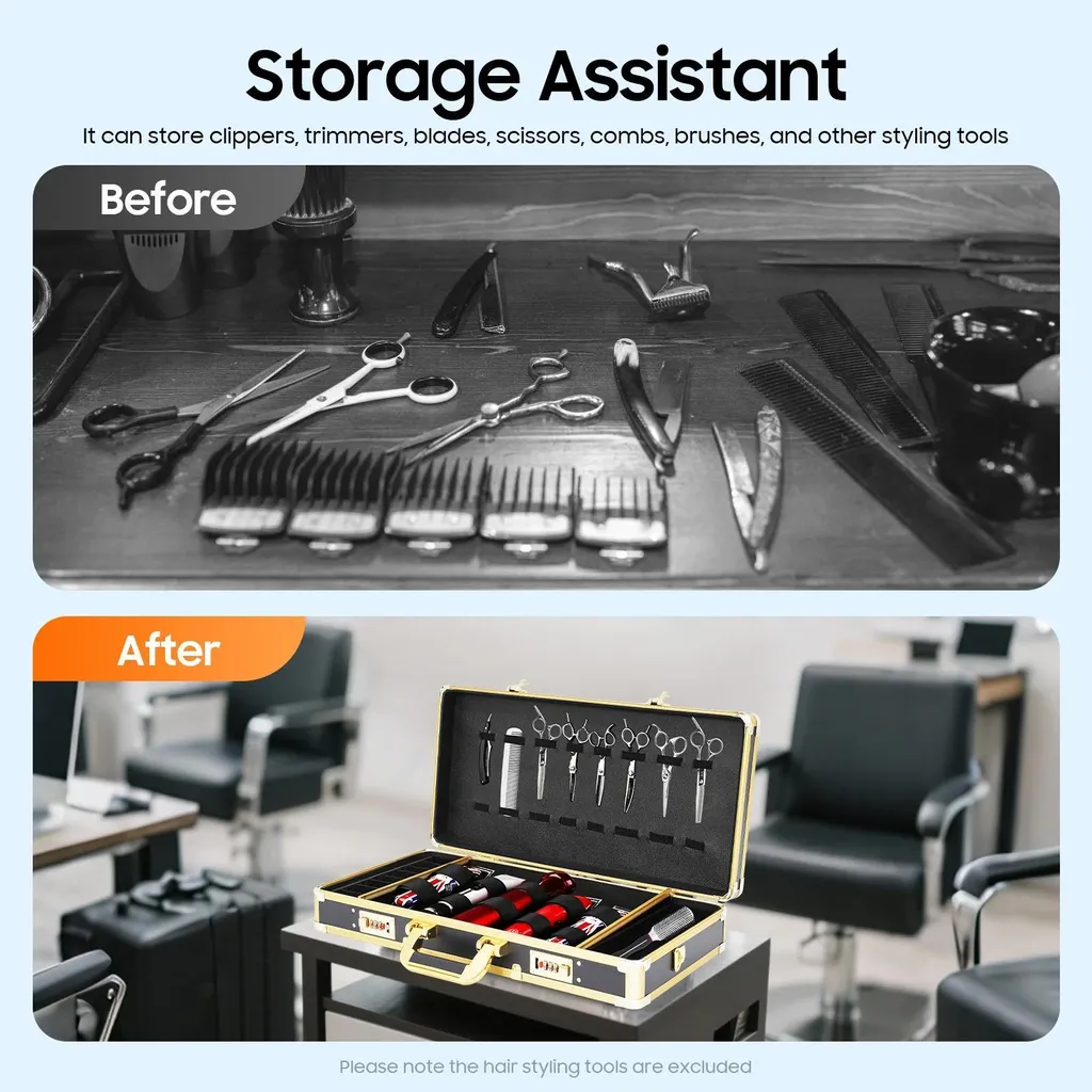 Valigetta per Attrezzi Barber e Makeup - Scomparti Modulari Nero - 8
