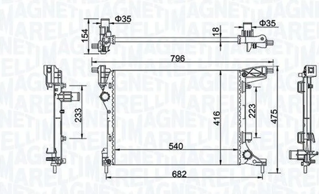 Radiateur à eau de refroidissement pour moteur FIAT 500L - Qualité OEM