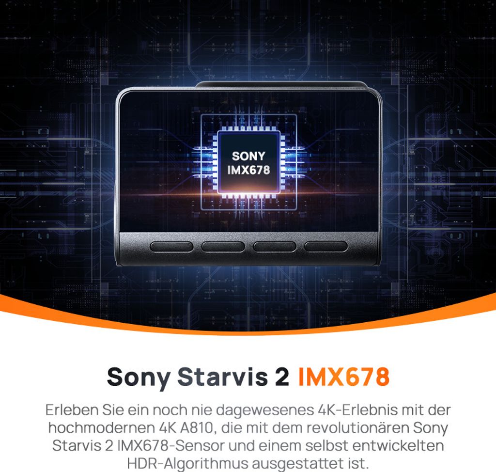 70mai Kamera do auta 4K A810 a zadní kamera RC12, HDR Obrázek produktu 3