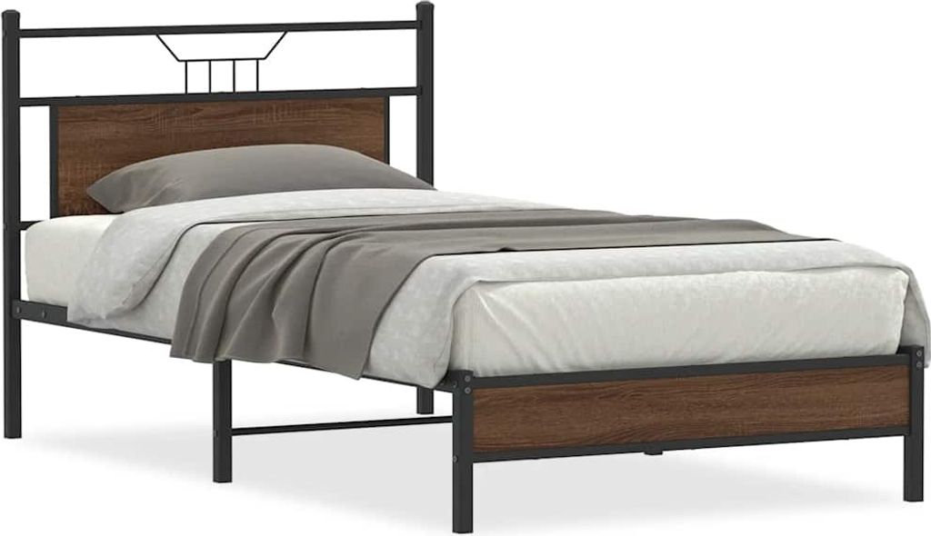 vidaXL Bettgestell ohne Matratze Braun Eiche 100x190 cm Holzwerkstoff