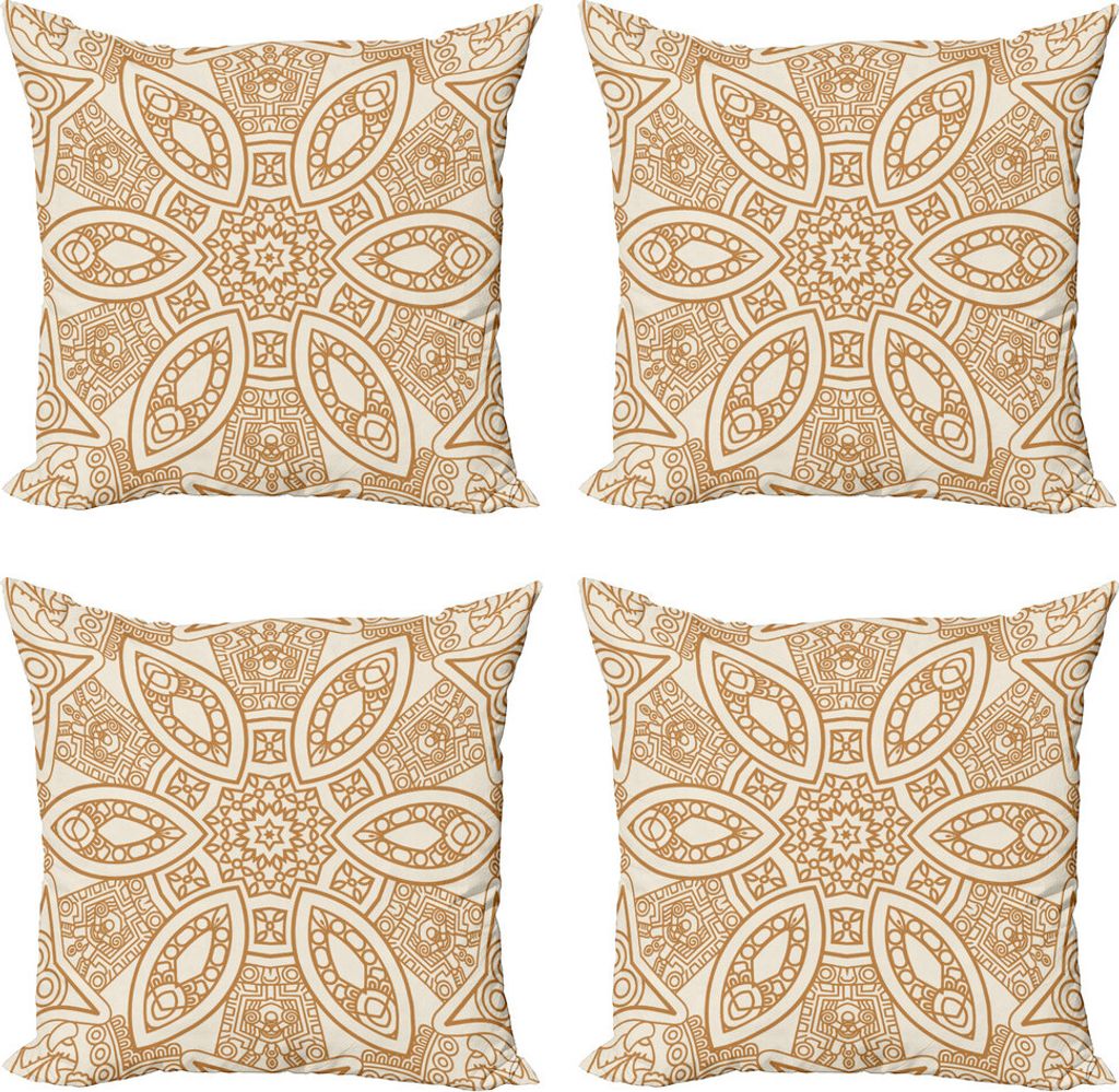 ABAKUHAUS Beige Kissenbezug Set (4 Stück), Herkunft Muster, Moderner Doppelseitiger Digitaldruck, 40 cm x 40 cm, Tan-Creme