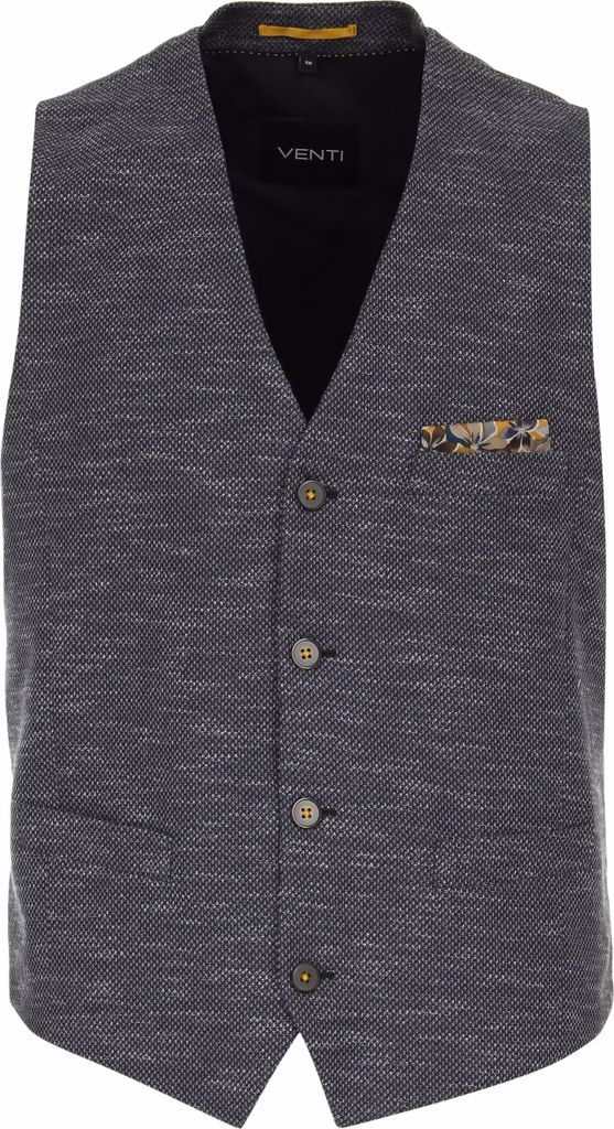 VENTI Herren Weste City V-Ausschnitt Casual Blau meliert 52 Produktbild 