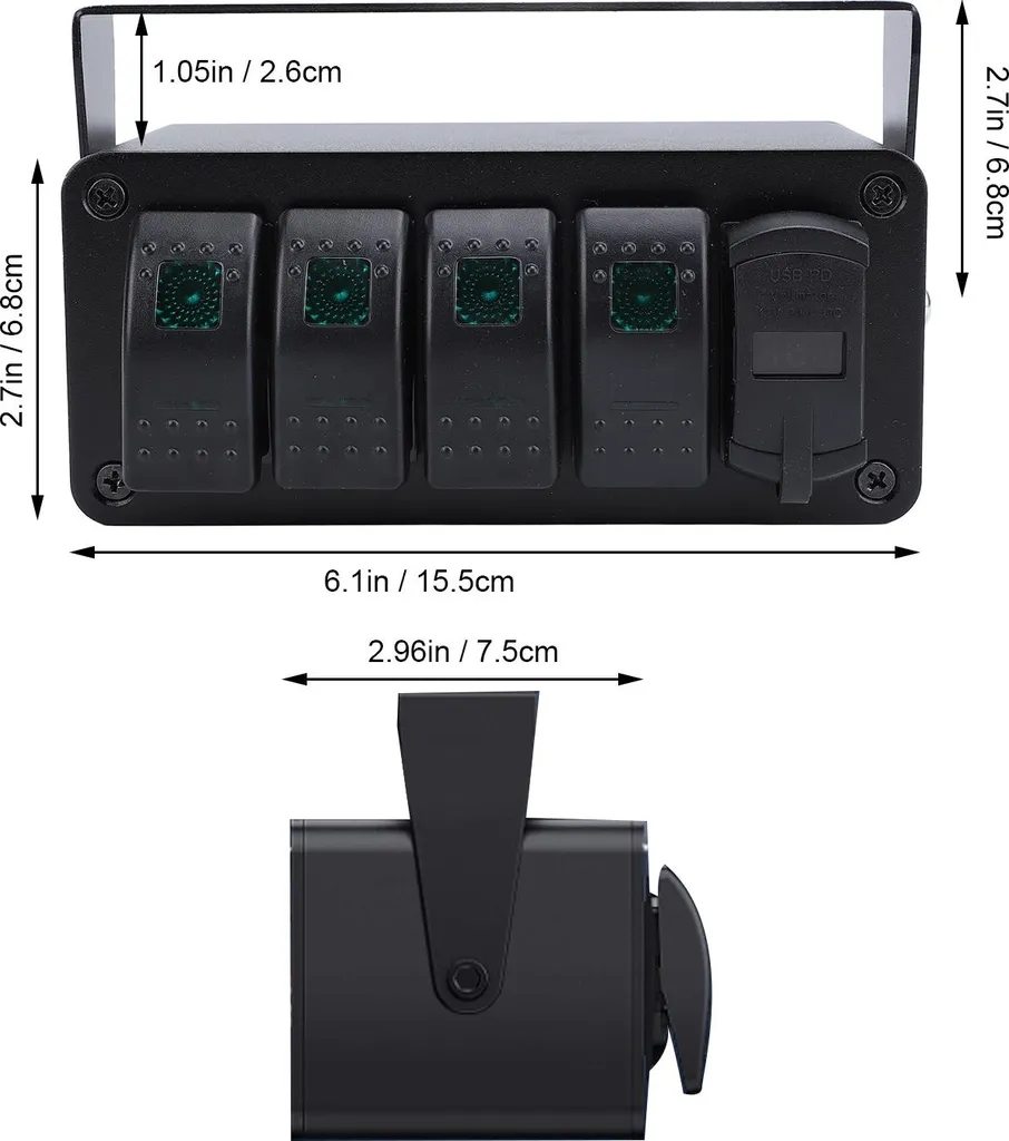 Panneau de Commande Étanche 4 Interrupteurs avec USB-C PD et Quick Charge - 5