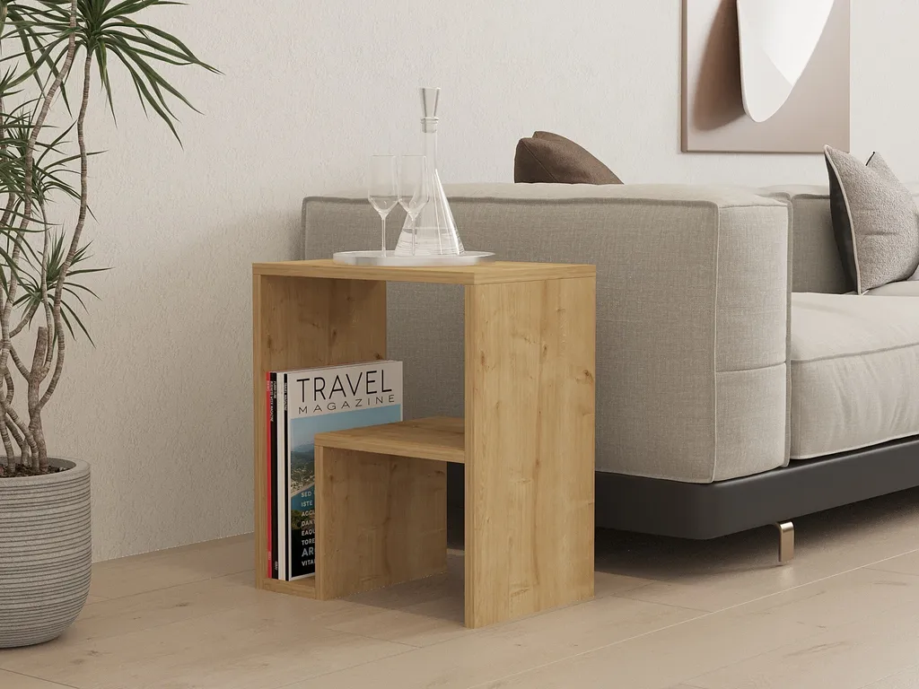 Petite table basse de salon rectangulaire en bois mélaminé bleu