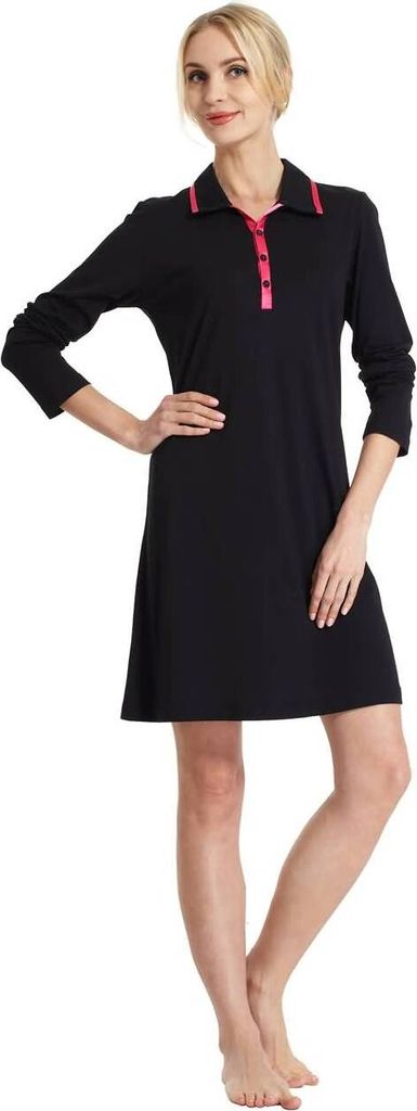 RAIKOU Damen Etui Kleid Jersey Dress,3/4 Short Dress schlafschirts Schlafanzug Weich und Bequem,Knielang,Schwarz 44/46