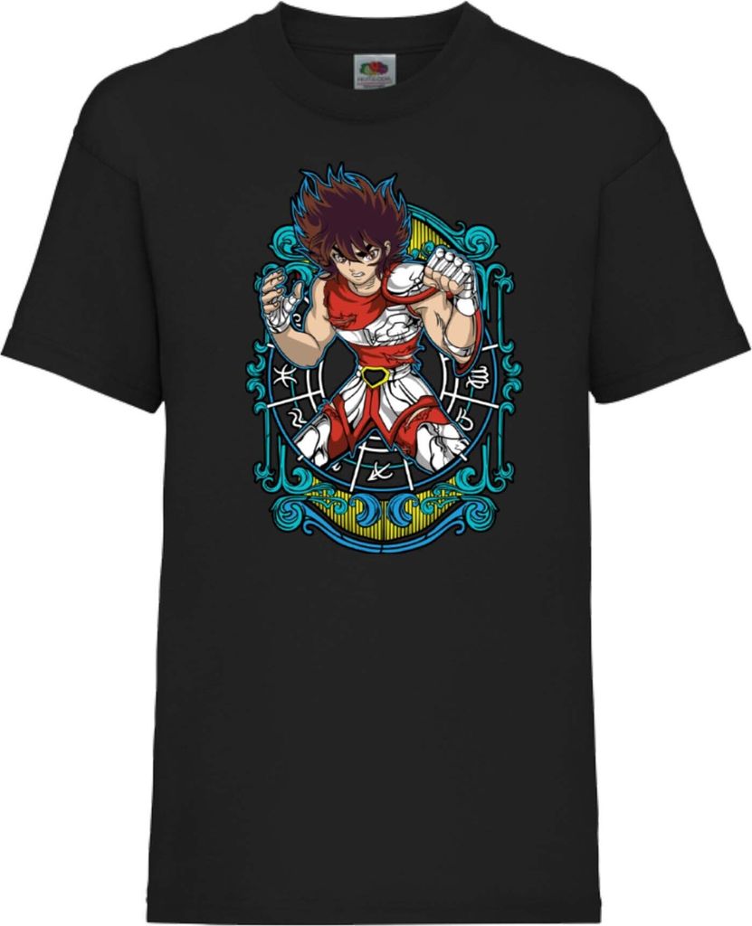 Kinder T-Shirt Japan Animation Manga Anime Comics Saint Anime Seiya Pegasus Var-011 Pegasus Knight, 5-6 Jahr - 116 / Schwarz