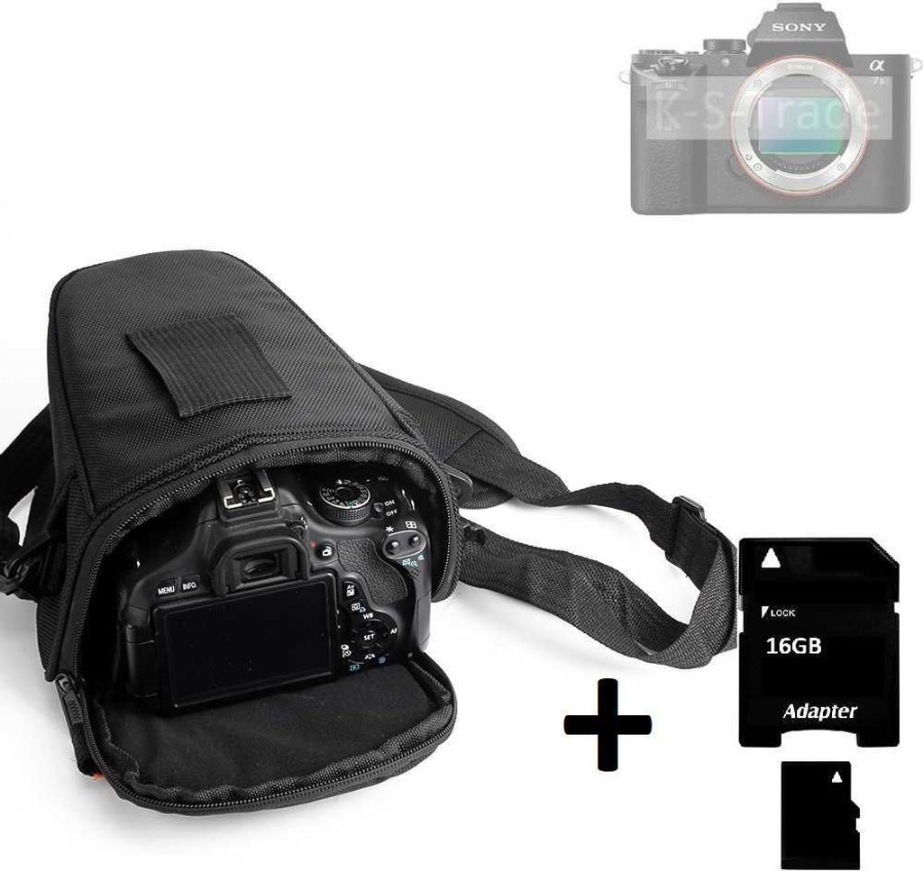 K-S-Trade Schultertasche kompatibel mit Sony Alpha 7ll Colt Kameratasche für Systemkameras DSLR DSLM SLR, Bridge etc., + 16GB Speicherkarte