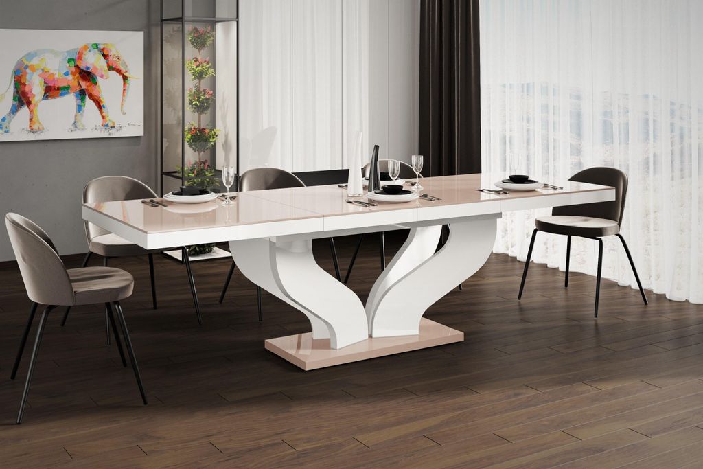 Design Esstisch Tisch HEB-222 Hochglanz ausziehbar 160 bis 256 cm
