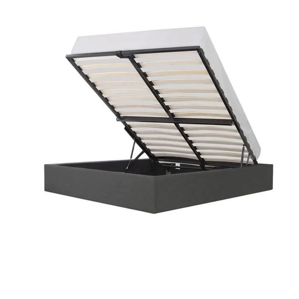Lit coffre 140x190 avec sommier tapissier - Design textile gris foncé