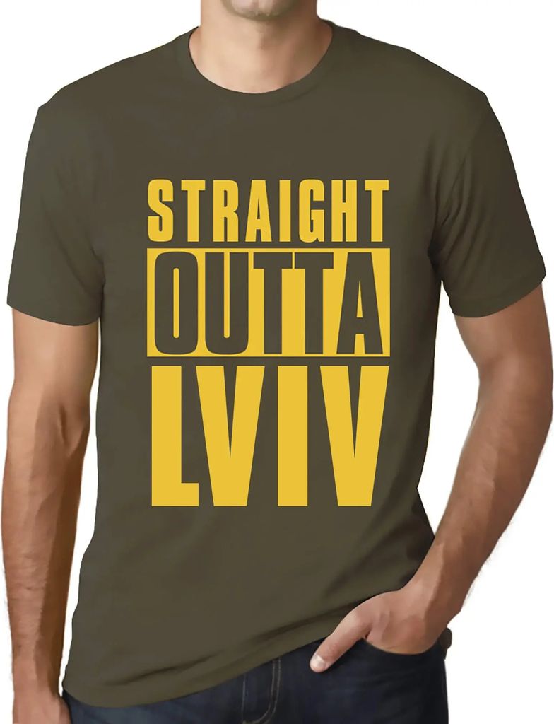 Herren Grafik T-Shirt Direkt aus Lemberg – Straight Outta Lviv – Öko-Verantwortlich Vintage Jahrgang Kurzarm Lustige Druck Geburtstag Geschenk...
