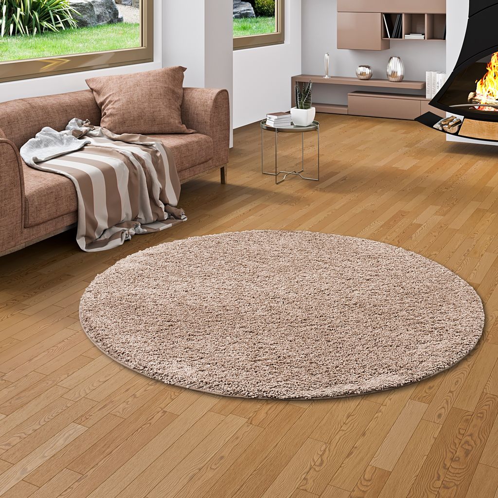 Luxus Hochflor Langflor Teppich Milano Mauve Rund, Größe:400 cm Rund
