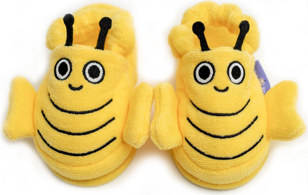 Milk&Moo Buzzy Bee Kinder Hausschuhe, %100 Baumwolle, Badelatschen mit Antirutsch Sohle, Indoor Pantoffeln für Kleinkind Mädchen und Kleinkind Ju...