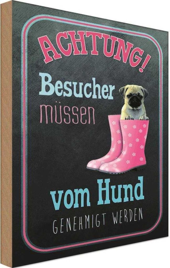 vianmo Holzschild 30x20 cm Achtung muss vom Hund genehmigt