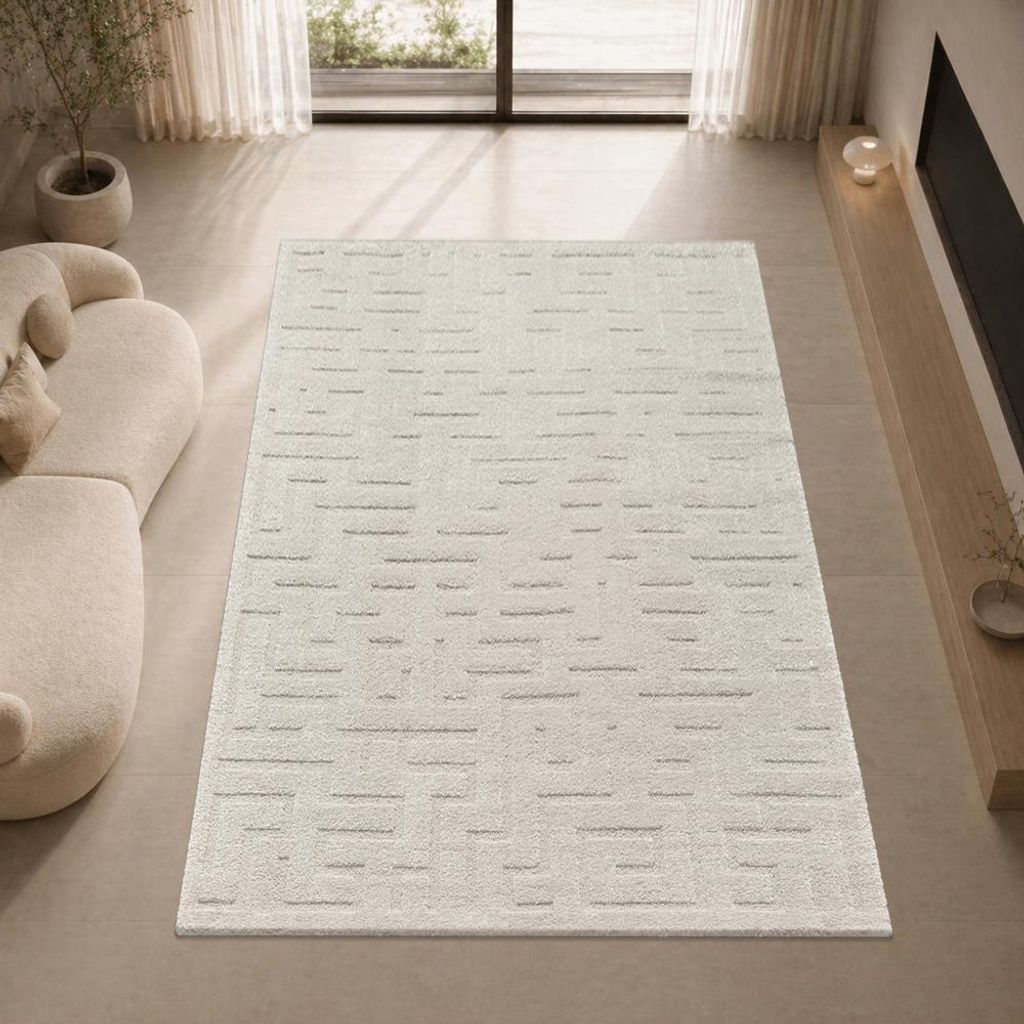 Teppich Beige pflegeleicht weich robust modern Größe - 80 x 150 cm