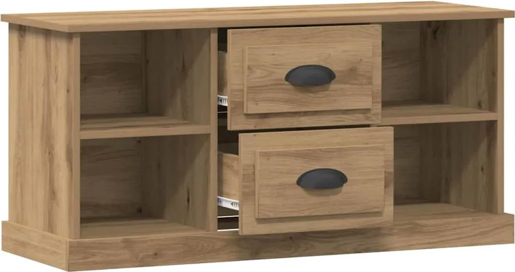 VidaXL Mobile Porta TV Con Ante In Vetro, Rovere Marrone, 102x37x50 Cm, 2 Ripiani, Max 80 Kg