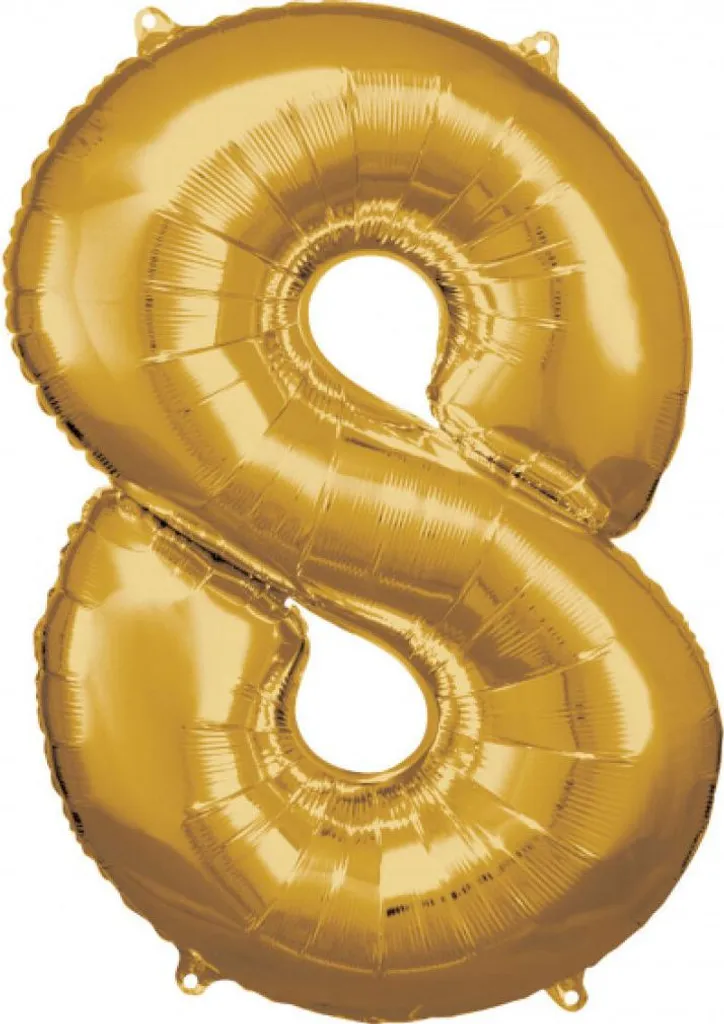 Ballon Aluminium Chiffre 8 Or 83 cm Résistant pour Déco Anniversaire