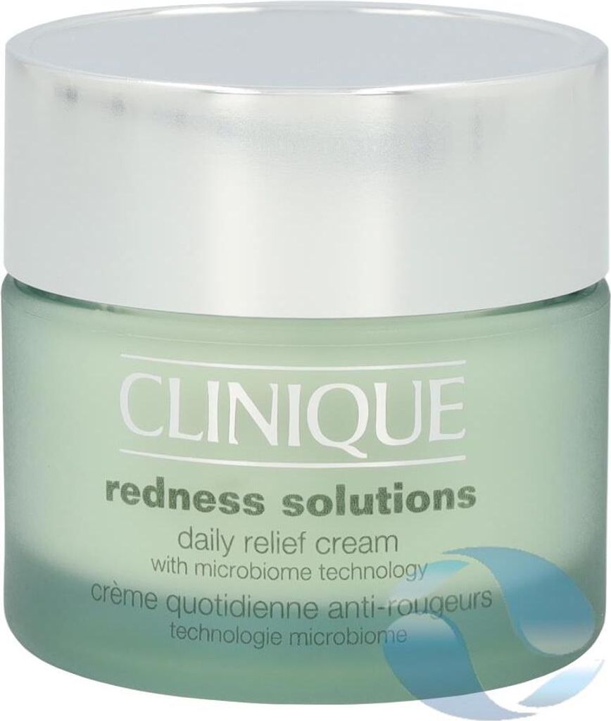 A close-up studio shot of a Clinique Redness Solutions Daily Relief Cream jar.