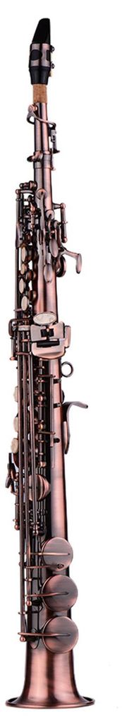 Professionelles Sopransaxophon aus Messing in B-Stimmung, vernickelt, Saxophon, Holzblasinstrument, mit Schnitzmuster, inklusive Koffer, Handschuhe...