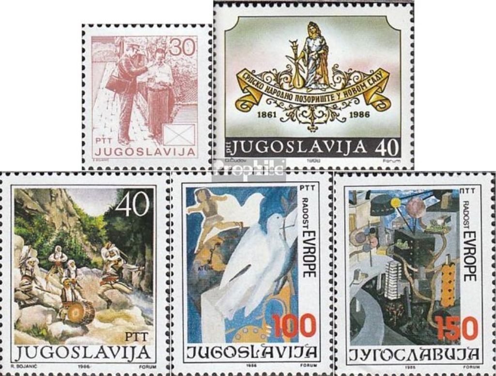 Briefmarken Jugoslawien 1986 Mi 2187,2188,2189,2194-2195 (kompl.Ausg.) postfrisch Postdienst