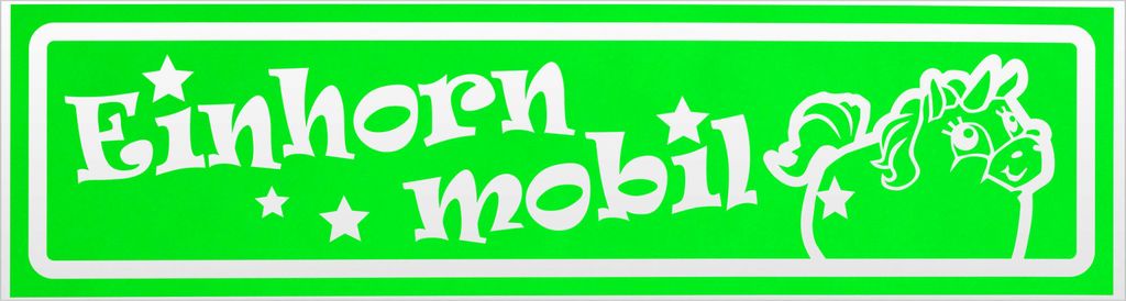 Kiwistar Einhorn Mobil invertiert Magnetschild Schild magnetisch - 20cm Neongrün - Magnetfolie für Auto PKW Kfz