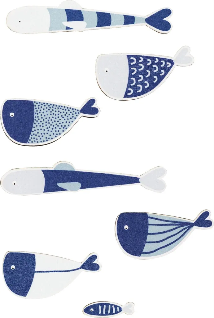 Poissons en bois autocollants Fisch en relief pour déco de table DIY
