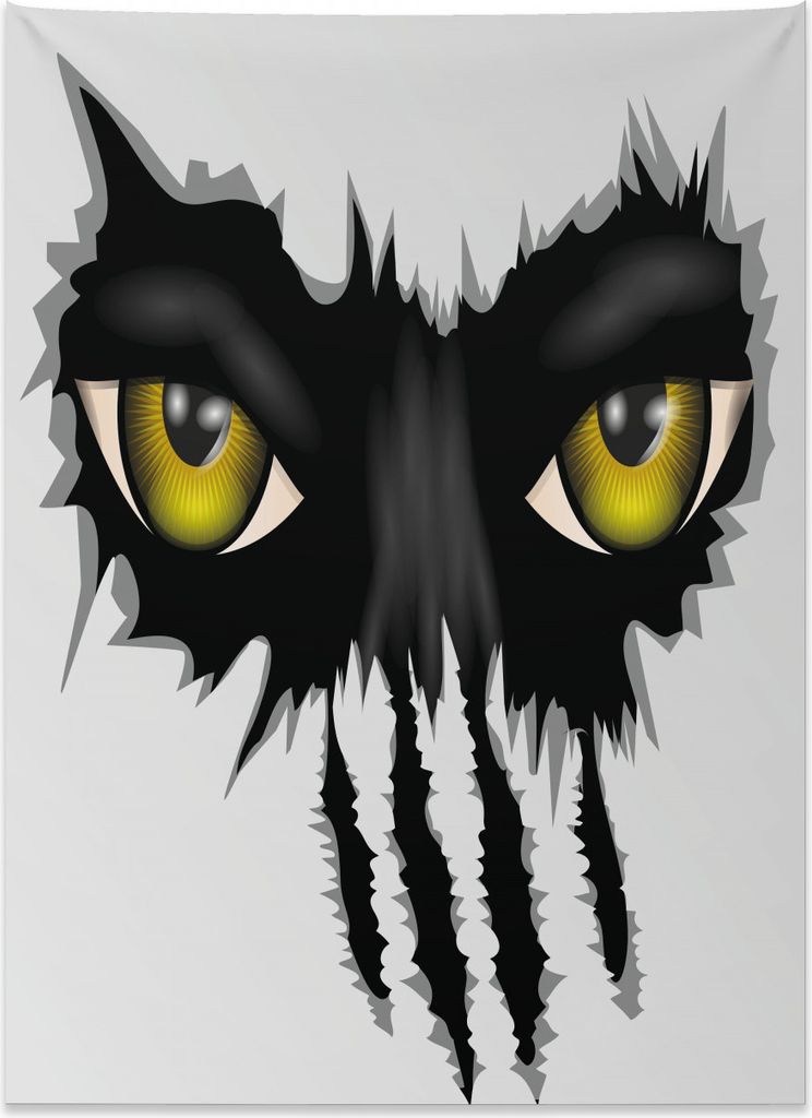 Abakuhaus Auge Wandteppich, Böse Augen Schwarze Katze Gefahr aus Weiches Mikrofaser Stoff Kein Verblassen Klare Farben Waschbar, 110 x 150 cm, Gel...