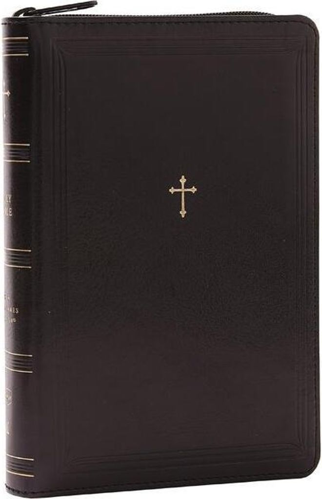 NKJV Compact Paragraph-Style Bible W/ 43,000 Cross References, Black Leathersoft with Zipper, Red Letter, Comfort Print: Holy Bible, New King James...