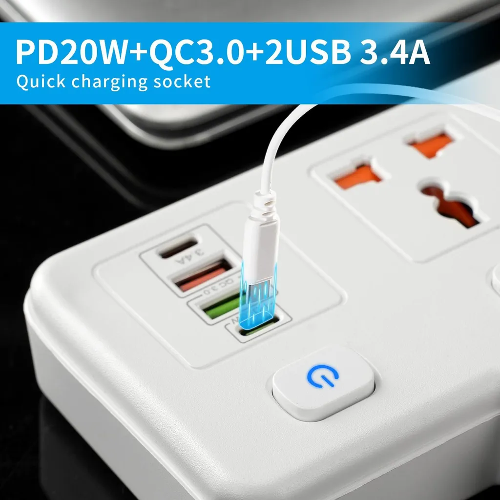 Multiprise murale double avec port USB C Power Delivery 20W blanc INF