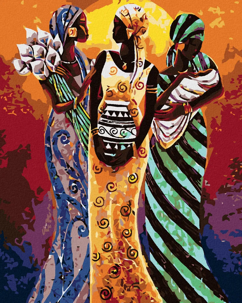 Zuty - Pittura con diamanti - TRE DONNE AFRICANE, 40x50 cm, senza cornice e senza tela