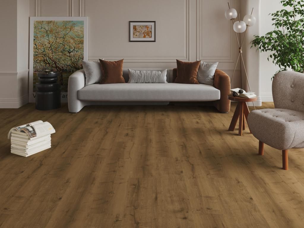 Timefloor | 2,922 m² | Braun 7mm Vinylboden Klickvinyl Landhausdiele Eiche Kastanienbraun, Nutzungsklasse 23 33, Trittschalldämmung, Feuchtraumge...