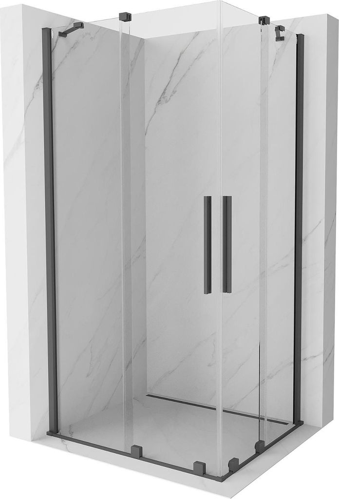 Mexen Velar Duo ausziehbare Duschabtrennung 100 x 90 cm, transparent, gun gray gebürstet - 871-100-090-02-66