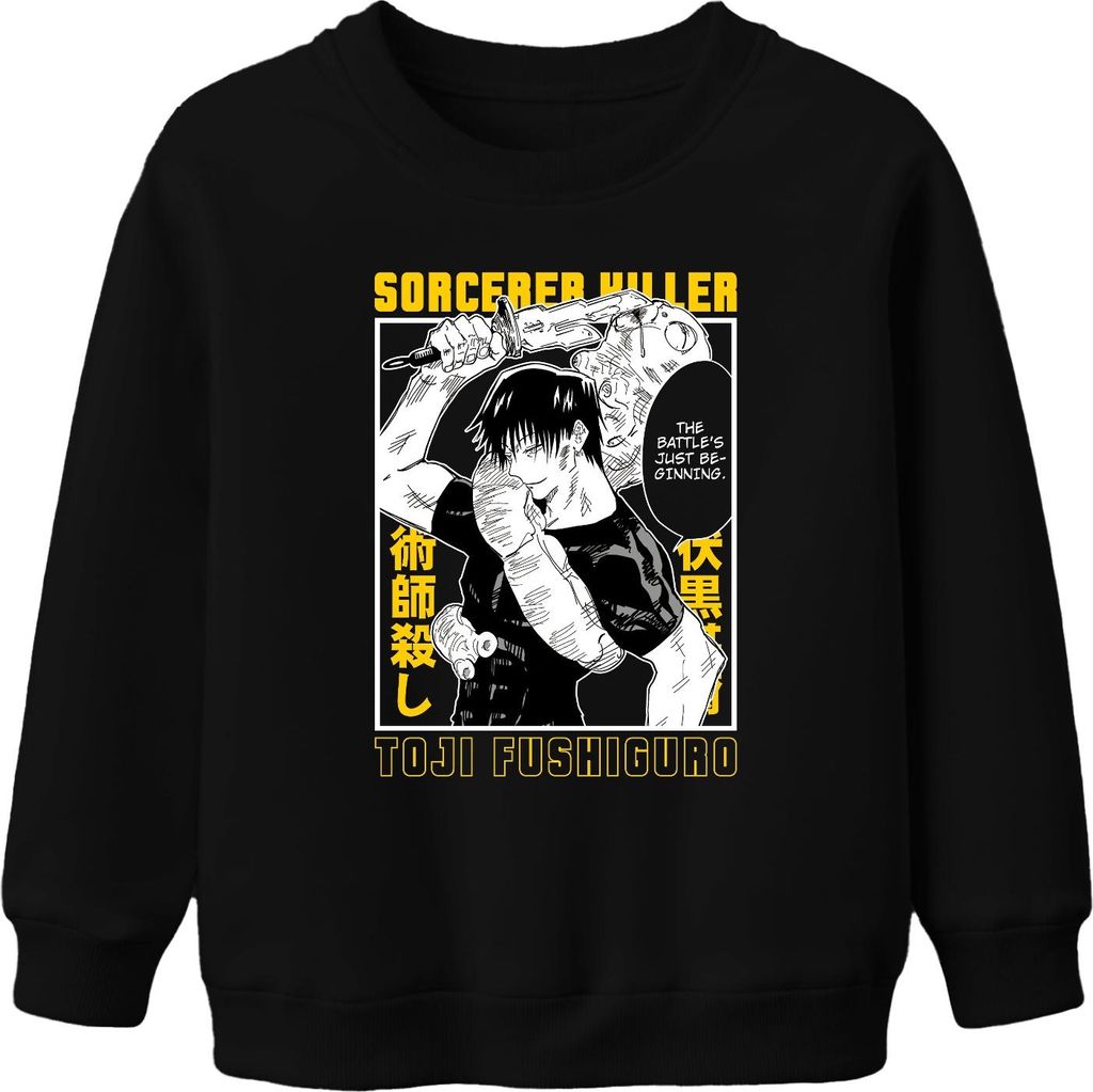Toji Fushiguro Sorcerer Killer Anime Ästhetik Manga Geschenk Düster Uni Kinder Sweatshirt Pullover, Schwarz, 152