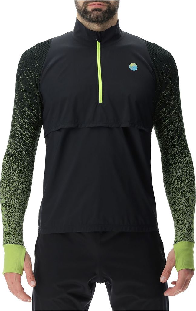 UYN Running Exceleration Windproof Zip-Up Laufshirt Herren black/lime XXL