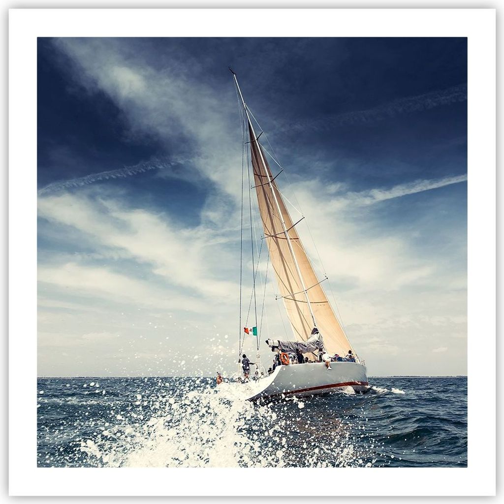 Poster - Poster ohne Rahmen - Segeln Yacht Reise - 60x60 cm - Wand Bild - Wanddeko - Wandbilder - Kunstposter - Wandposter - Bilder - Kunstdruck - ...