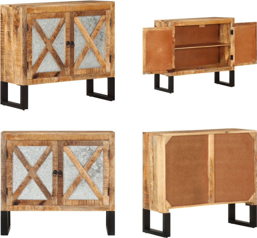 vidaXL Sideboard 80x30x71 cm Massives Raues Mangoholz und Metall - Sideboard - Sideboards - Aufbewahrungsschrank - Schrank