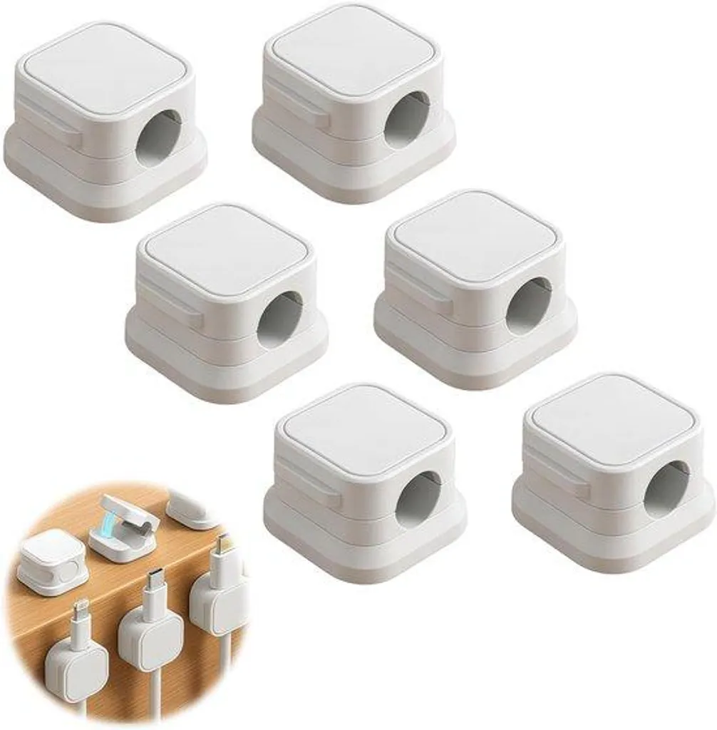Rangement câble magnétique en silicone souple pour bureau blanc