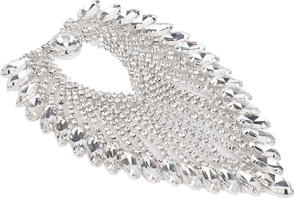 8,5 x 13 cm Strass-Ketten-Dekoration Strass-Krust-Pferdeauge-Applikationskette (weiß)
