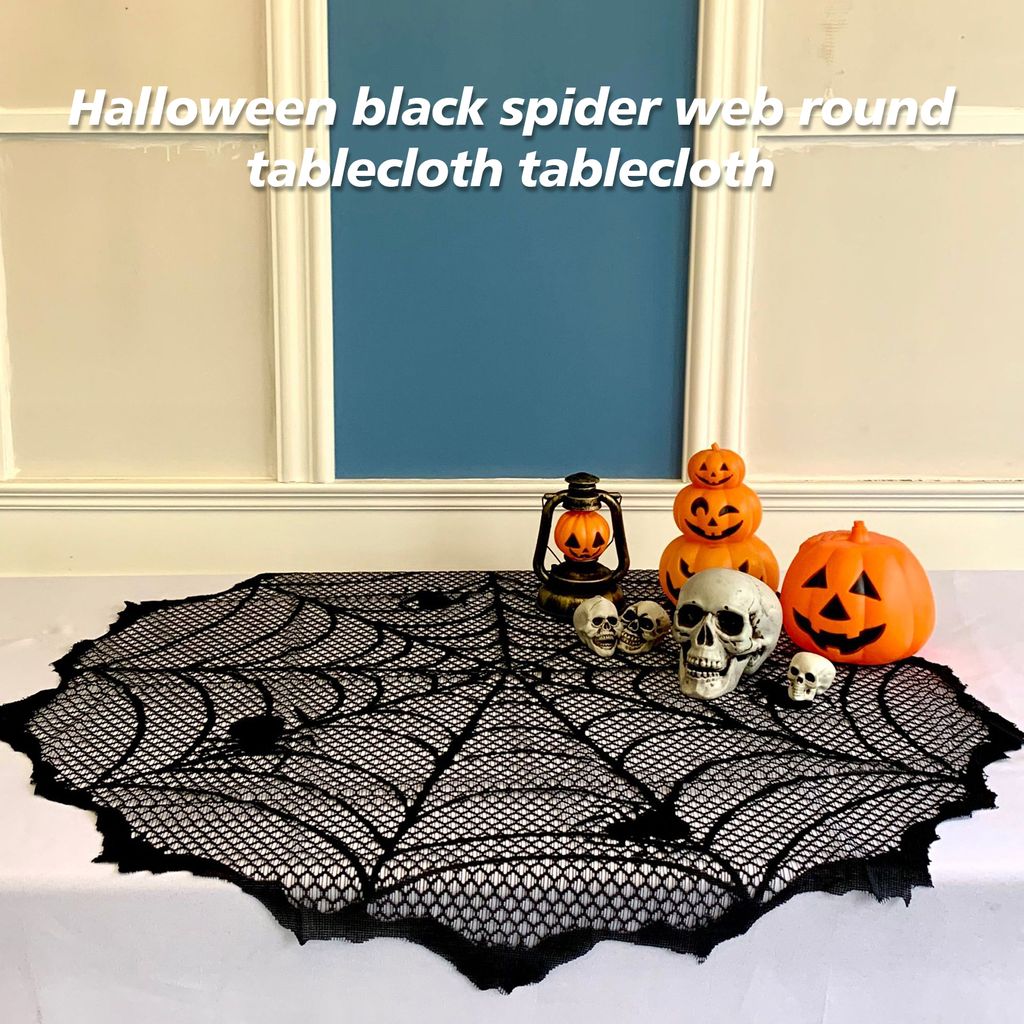 Halloween Spider -Web -Tabellen -Spitzen -Design Realistische Erstellung einer gruseligen Atmosphäre runde Tischdecke Home Dekoration