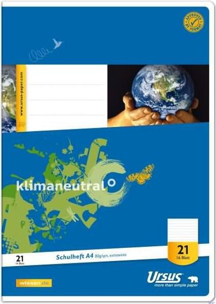 Schulheft A4 Lineatur 21 liniert 16 Blatt.
