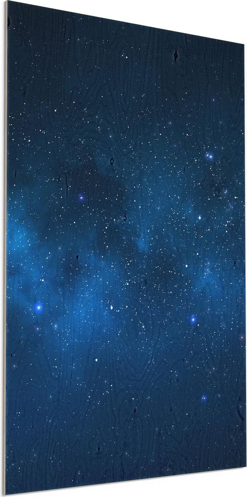 DEQORI Holzbild 60x90 cm 'Nächtlicher Sternenhimmel' Bild auf Holz Wandbild Kunstdruck