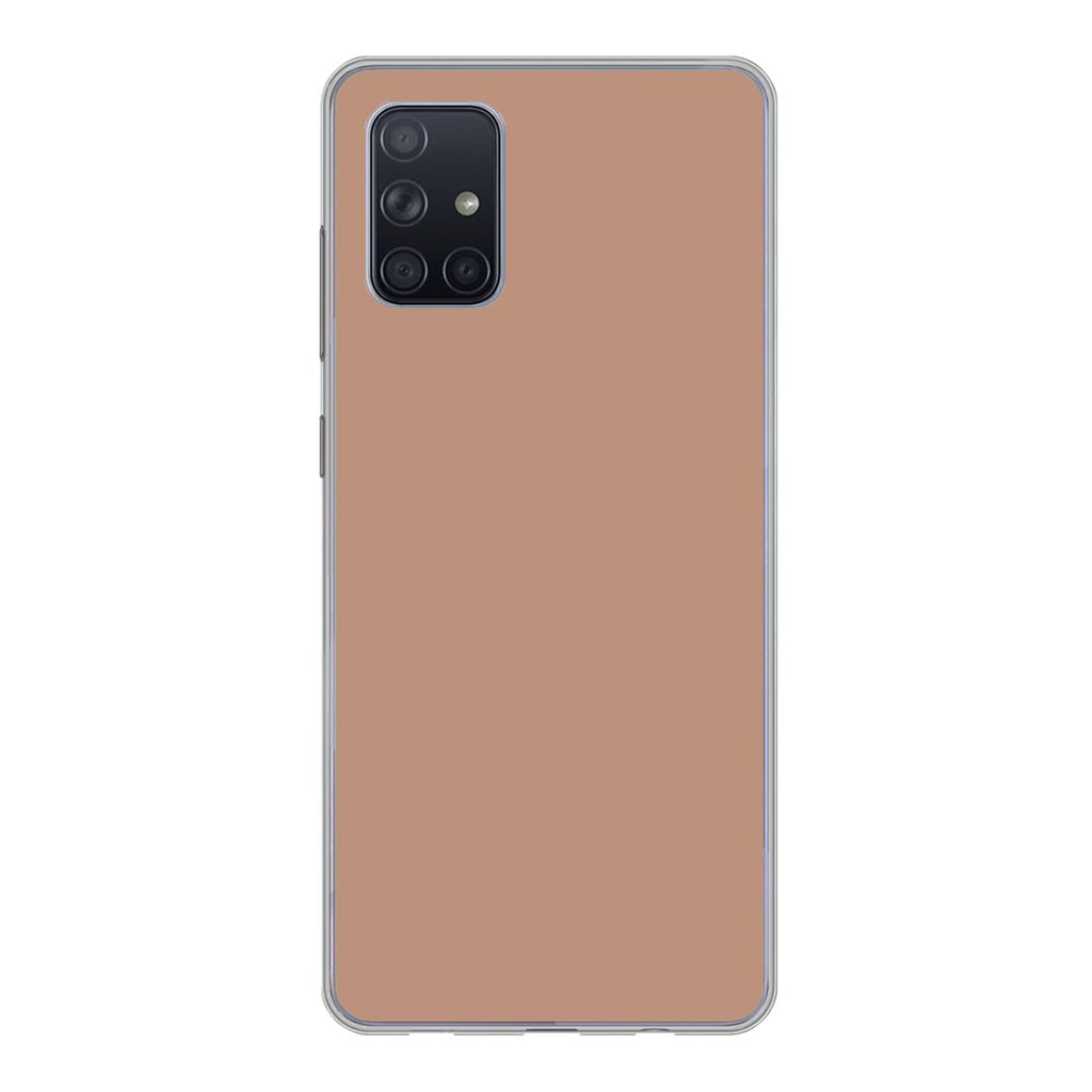 MuchoWow Handyhülle Schutzhülle Hülle für Samsung Galaxy A51 Beige - Farbe - Rosa Silikon Softcase Handy Hülle - Schutzabdeckung