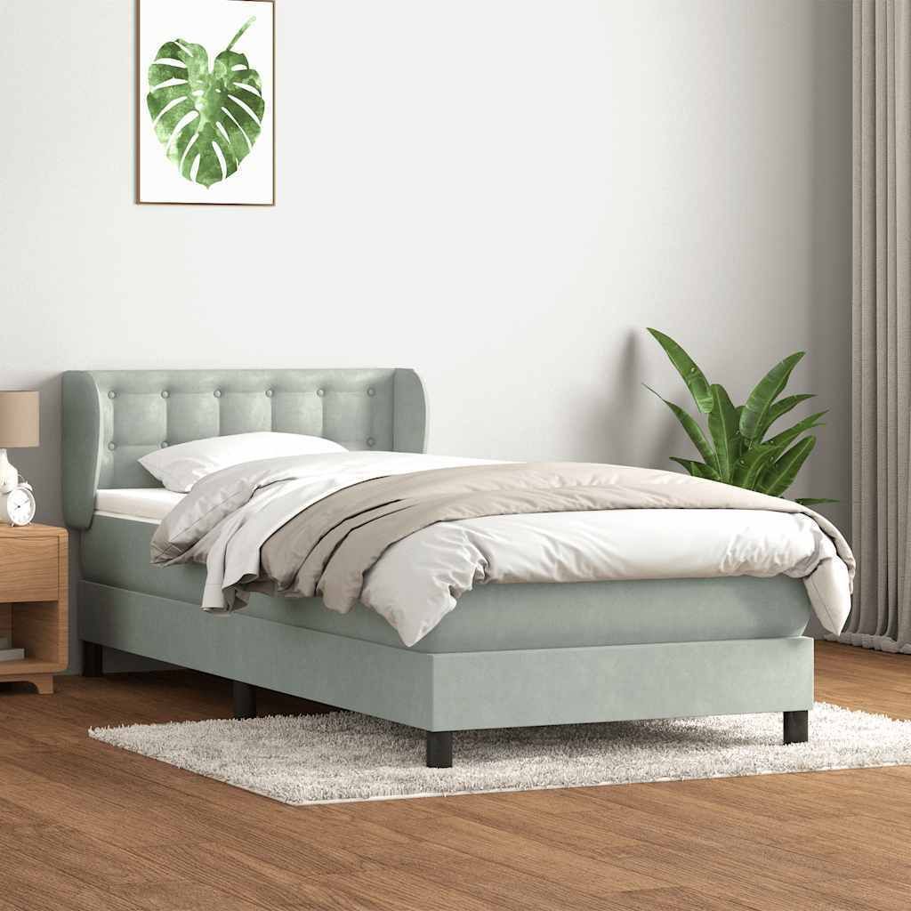 2025 cloris Bettrahmen inkl. Lattenrost - Boxspringbett mit Matratze Hellgrau 90x210 cm Samt - Klassische Betten Sale6660254 5parcel