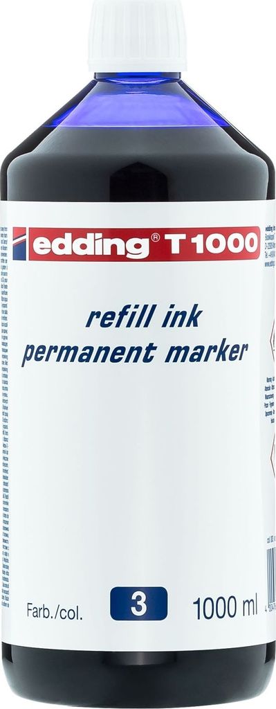 Nachfülltinte edding T 1000 für edding Permanentmarker 1000ml blau Packung mit 6 Stück