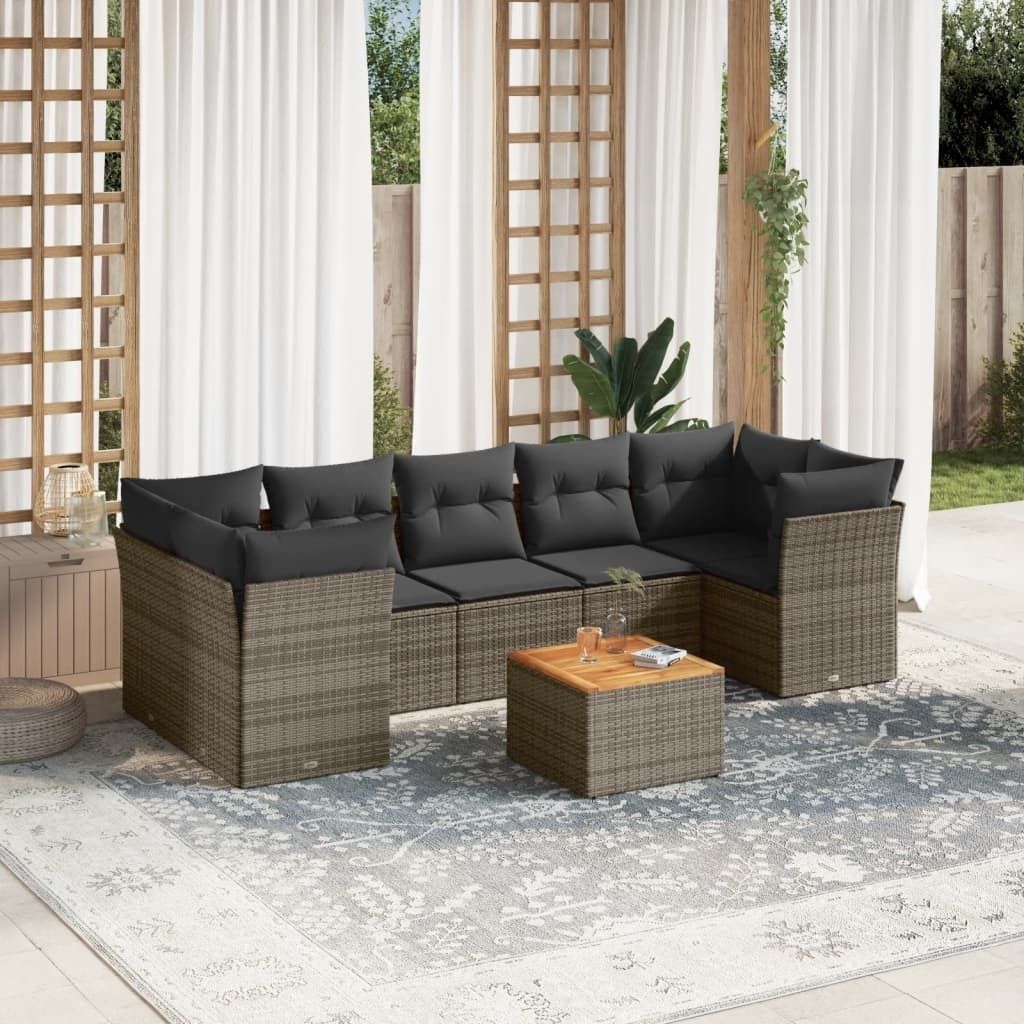 Maison Exclusive - 8-tlg. Garten-Sofagarnitur mit Kissen Grau Poly Rattan
