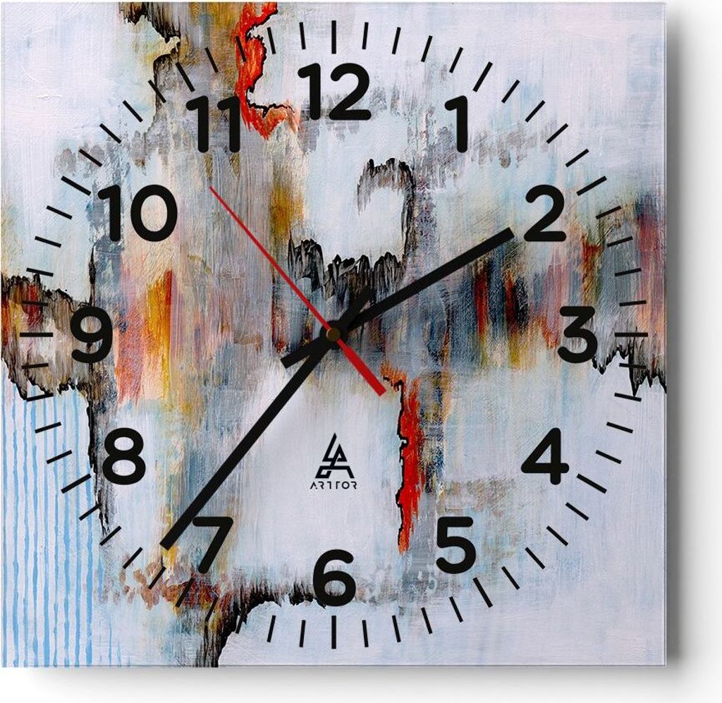 Wanduhr - Quadrat - Glasuhr - Abstraktion modern - 40x40cm - Schleichendes Uhrwerk - Lautlos - zum Aufhängen bereit - Dekoration Modern - Wanddeko...
