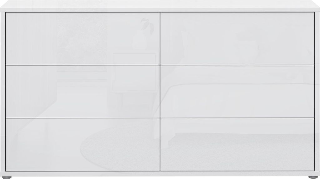 Forte ALICE SPRINGS Kommode 150 160, moderne Kommode mit 3 Schubladen, Schlafzimmer, Wohnzimmer, Holzwerkstoff, Weiß Glanz, 154,5 cm breit x 83,1 ...