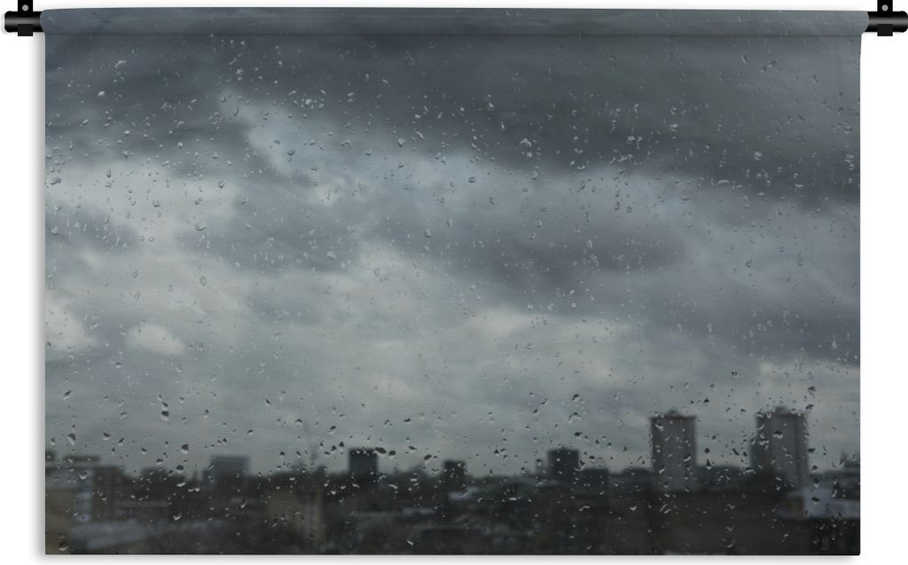 MuchoWow Wandteppich Wandbehang Fenster mit Regentropfen in London 60x40 cm Tapisserie Dekoration Wandtuch - Wanddekorationen