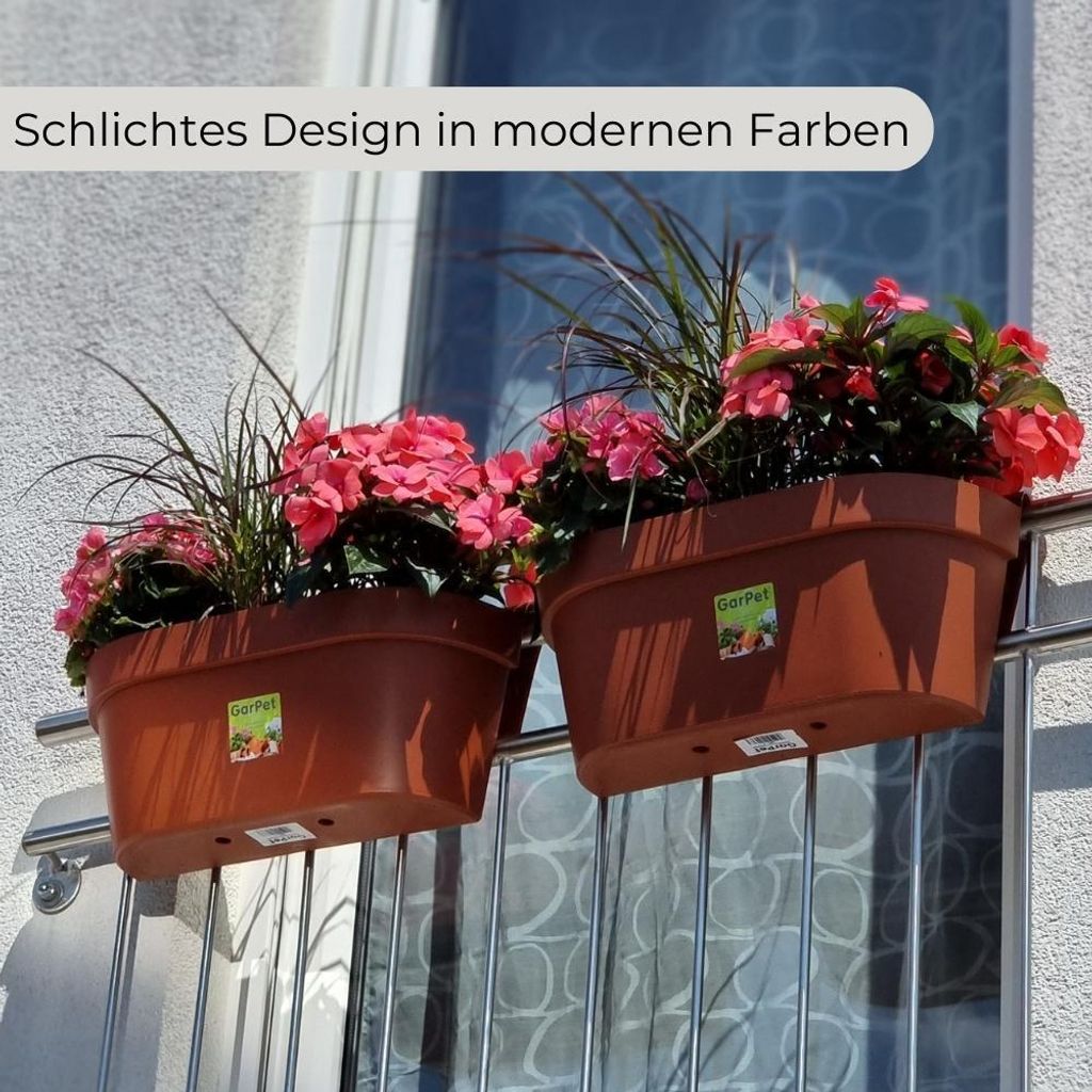Geländerkasten Balkon mit Wasserspeicher Blumentopf Zaun Produktbild 7