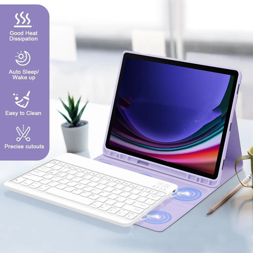 Clavier Bluetooth Rétroéclairé et Étui Violet Samsung Galaxy Tab S8 Plus